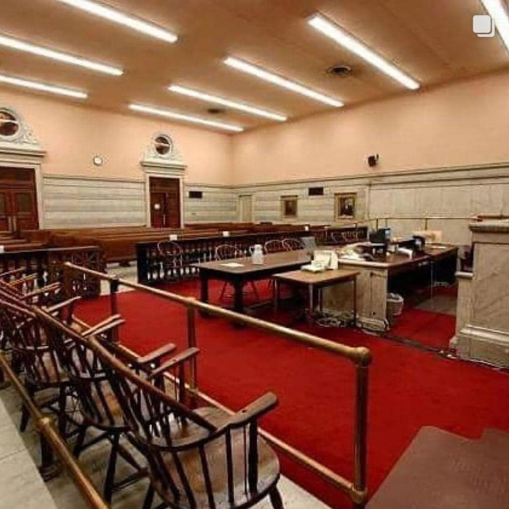 Empty courtroom symbolizing the place where 17-year-old Leslie Vass was wrongfully convicted and sentenced to 20 years in prison.